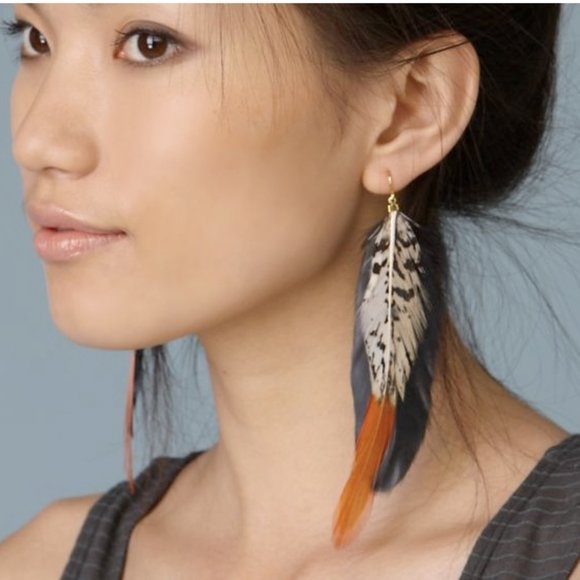Free People Jewelry - New! Isabel Feather Drop Earrings